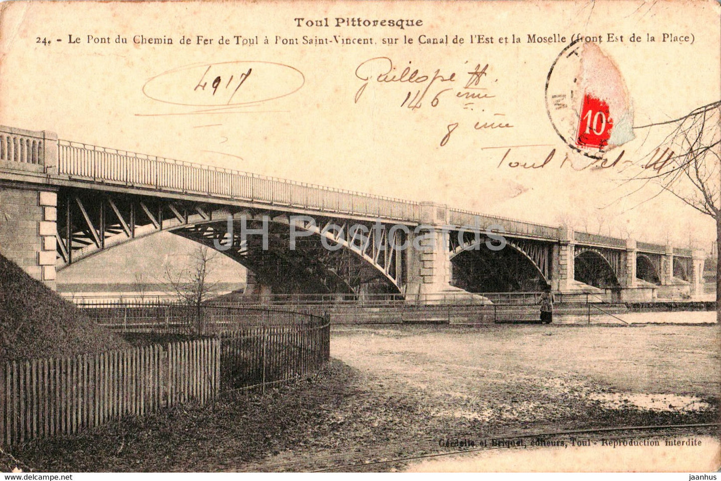 Le Pont du Chemin de Fer de Toul a Pont Saint Vincent sur le Canal de l'Est et la Moselle - old postcard - France - used - JH Postcards