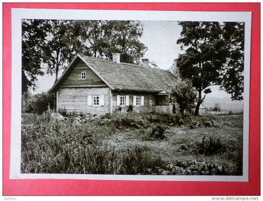 Vincas Kreve-Mickevicius birthplace in Subartoniai - Lithuanian Writers's Birthplaces - 1966 - Lithuania USSR - unused - JH Postcards