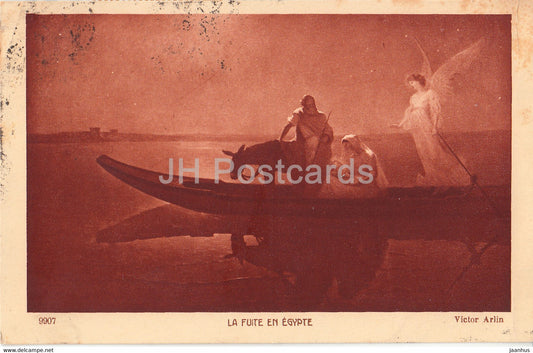 painting by Victor Arlin - La Fuite en Egypte - 9907 - French art - old postcard - 1927 - France - used - JH Postcards