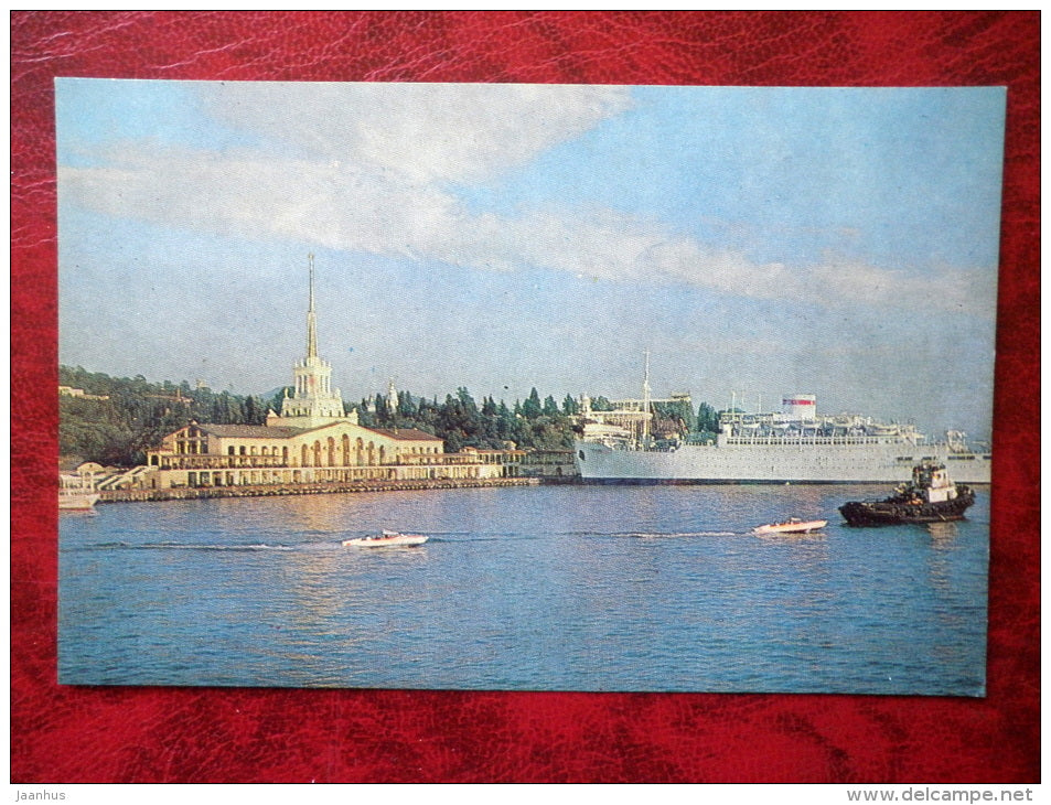 sea-port - cruise ship - Sochi - 1981 - Russia USSR - unused - JH Postcards