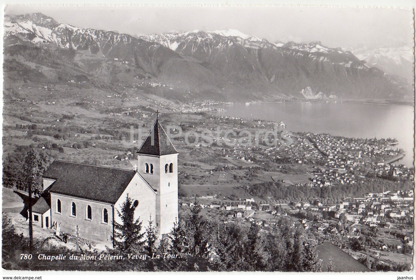 Vevey - Chapelle du Mont Pelerin - La Tour - chapel - 780 - Switzerland - 1958 - used - JH Postcards