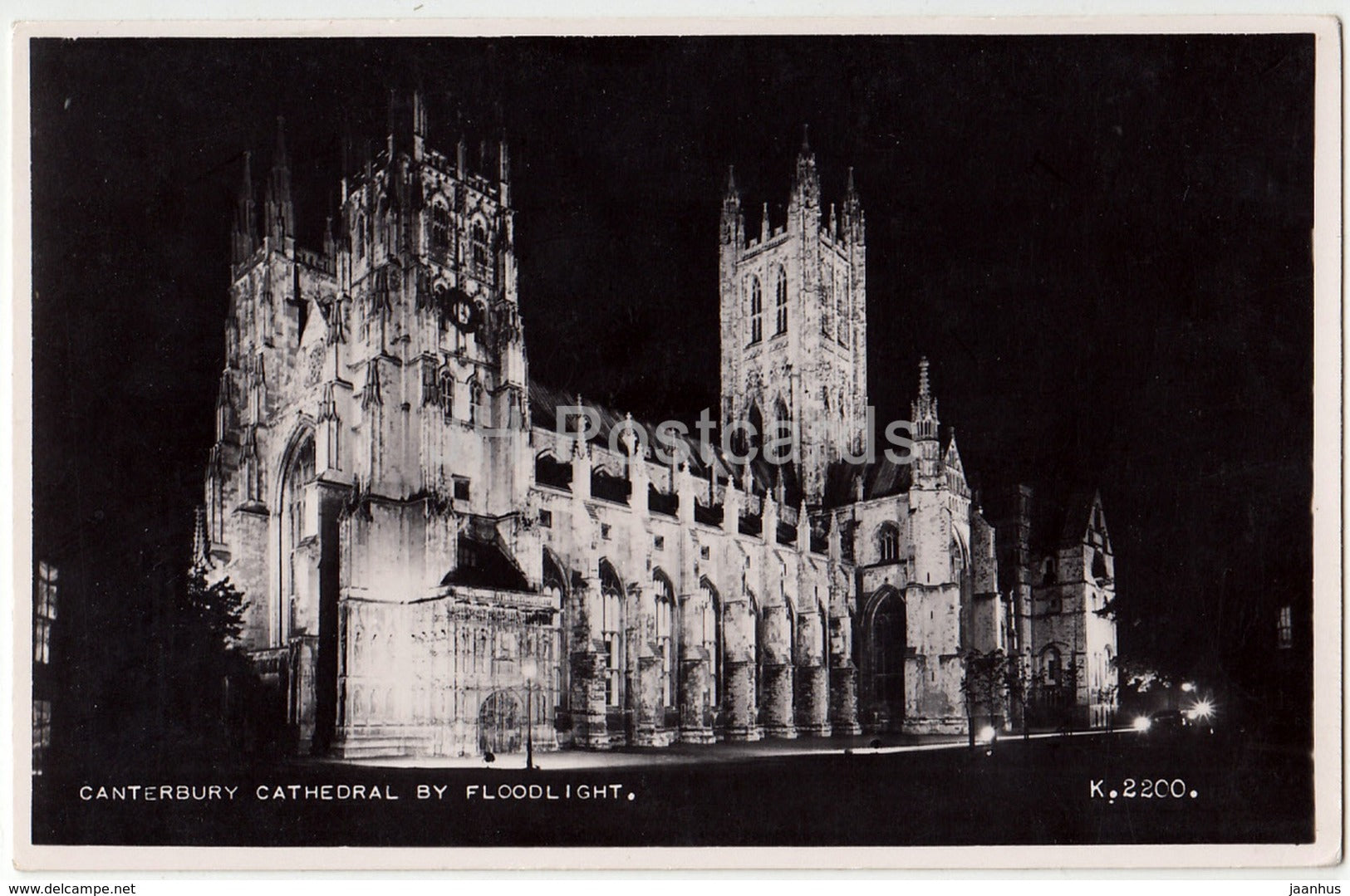 Canterbury Cathedral by Floodlight  - K.2200 - 1952 - United Kingdom - England - used - JH Postcards