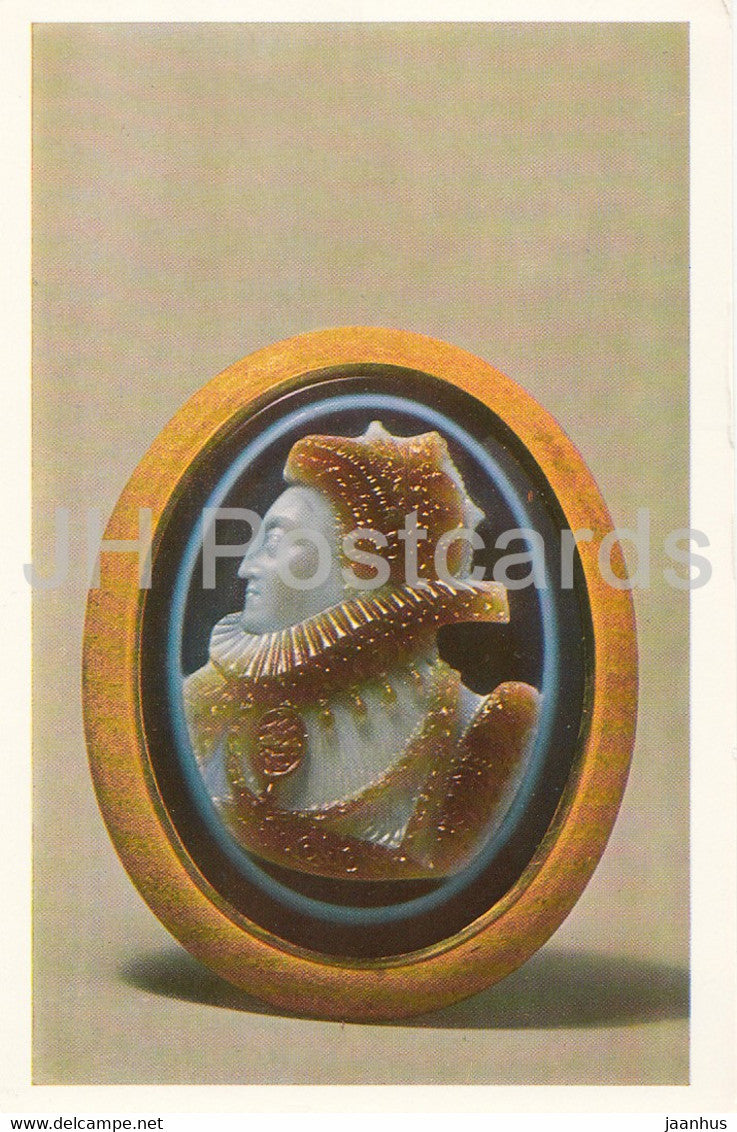 The Hermitage, Leningrad , English Applied Art - Cameo. Portrait of Elizabeth I. 1575 - Russia - USSR - 1983 - used - JH Postcards