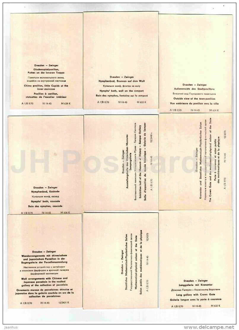 set of 12 mini format cards - Zwinger - Dresden - Germany - unused - JH Postcards