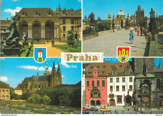 Praha - Prague - Wallenstein Garden - Charles bridge - St Vitus Cathedral  1985 - Czechoslovakia - Czech Republic - used - JH Postcards