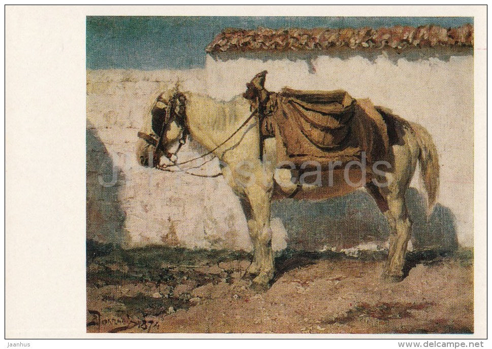 painting by V. Polenov - White Horse . Normandy , 1874 - Russian art - 1979 - Russia USSR - unused - JH Postcards