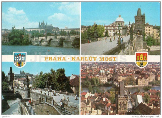 Praha - Prague - Prague Castle - Charles Bridge - Czechoslovakia - Czech - used 1985 - JH Postcards