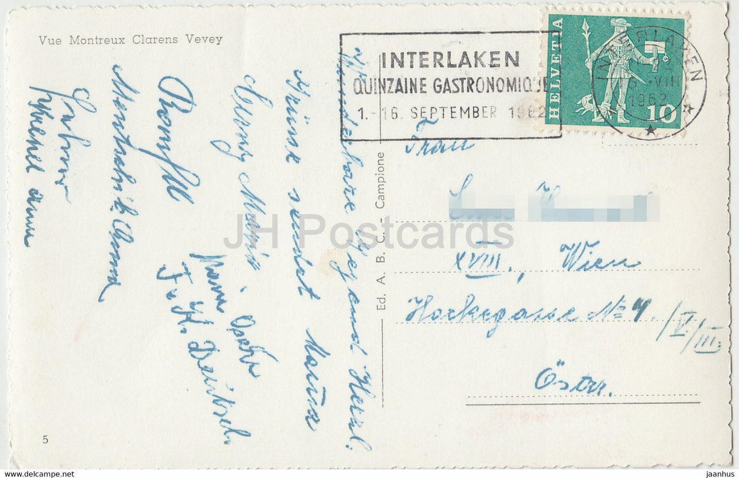 Vue Montreux Clarens Vevey - 1962 - Switzerland - used