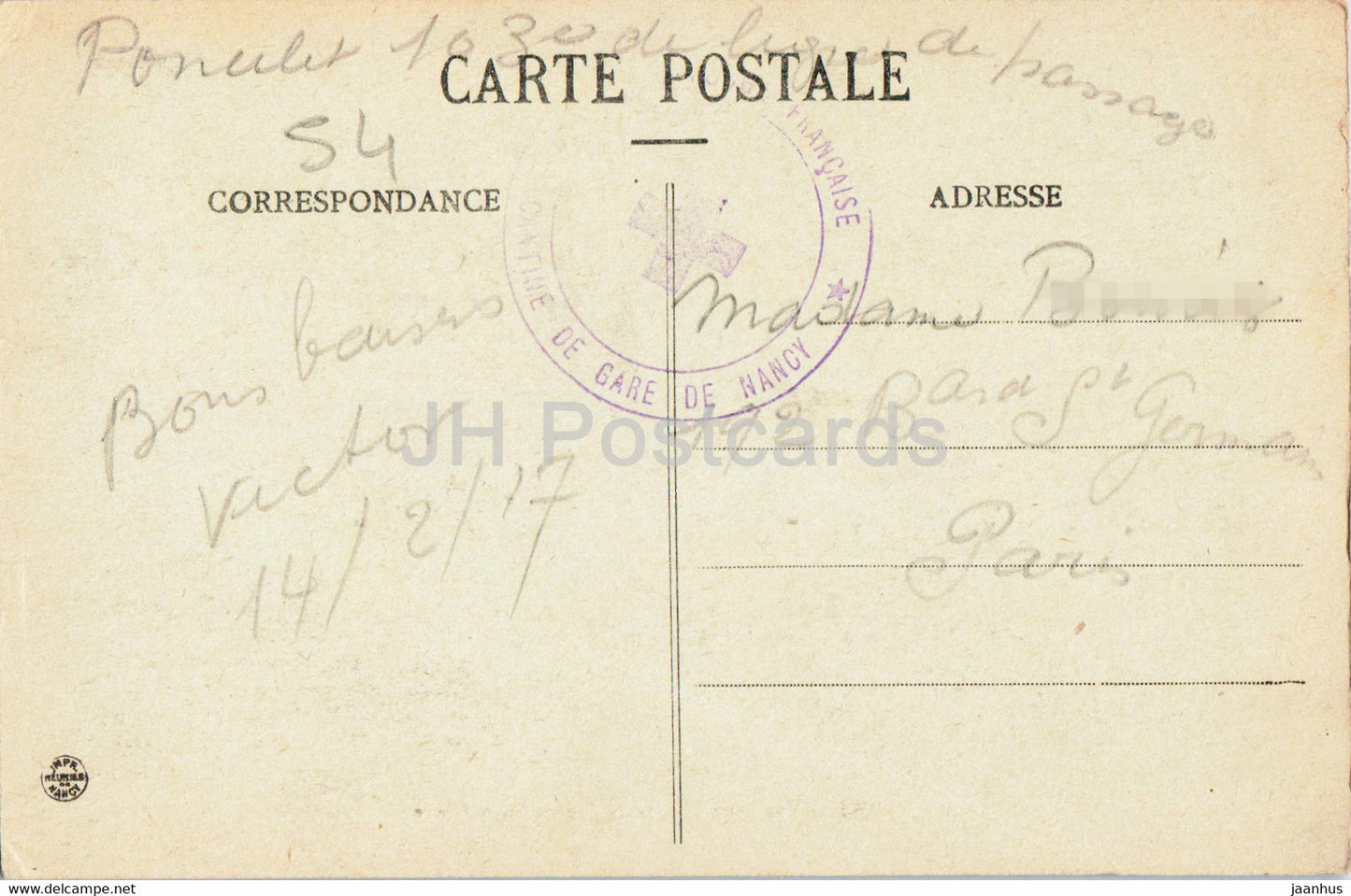 Nancy - Vue Generale prise depuis Saint Epvre - 25 - alte Postkarte - 1917 - Frankreich - gebraucht