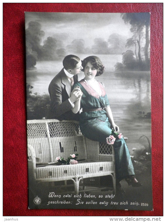 german love lyrics - couple - NPG 2539 - circulated in Germany 1912 , Biebrich - used - JH Postcards