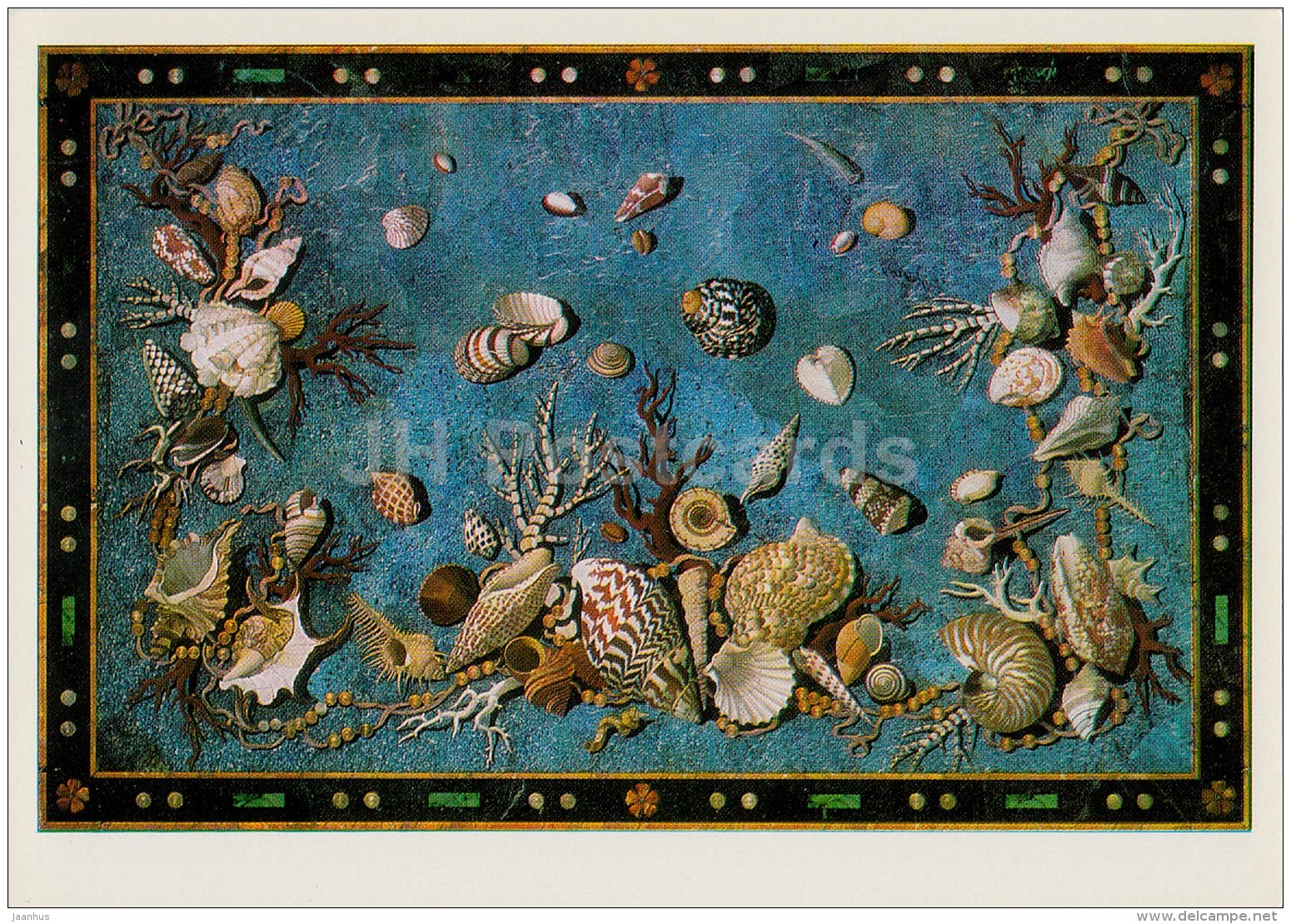 Table-top , The Sea Bottom - shells - Florentine Mosaic - Italian art - 1974 - Russia USSR - unused - JH Postcards