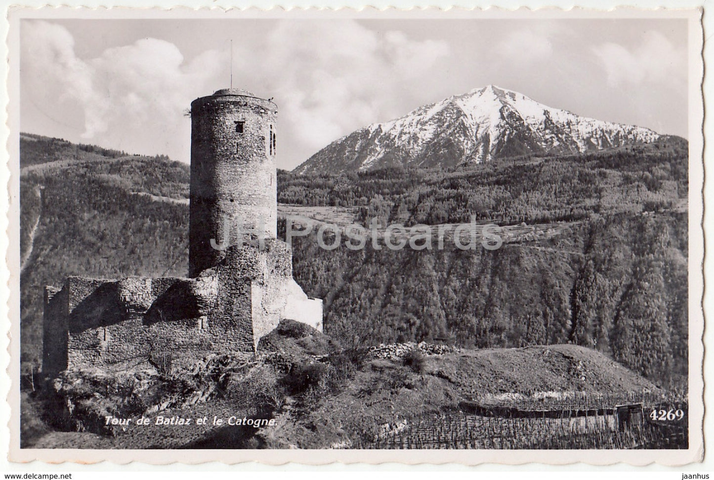 Tour de Batiaz et le Catogne - 4269 - Switzerland - 1945 - used - JH Postcards