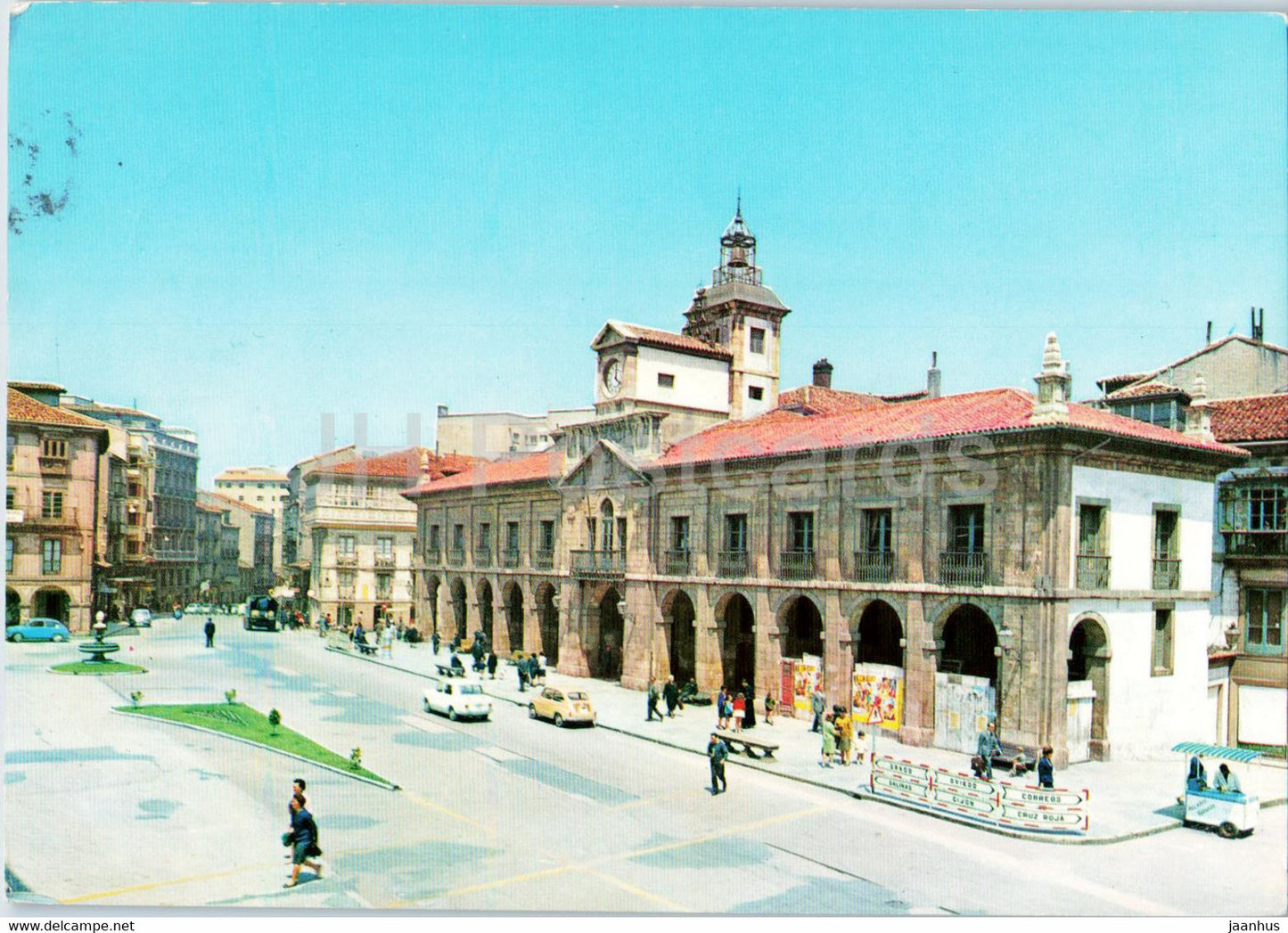 Aviles - Ayuntamiento y Plaza Mayor - town hall - and Mayour square - 9 - 1970 - Spain - used - JH Postcards