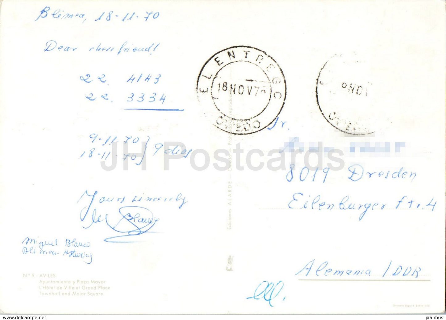 Aviles - Ayuntamiento y Plaza Mayor - town hall - and Mayour square - 9 - 1970 - Spain - used