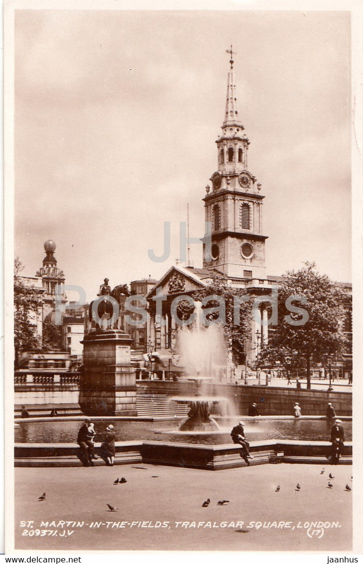 London - St Martin in the Fields  - Trafalgar Square - Valentine - old postcard - 1934 - England - United Kingdom - used - JH Postcards