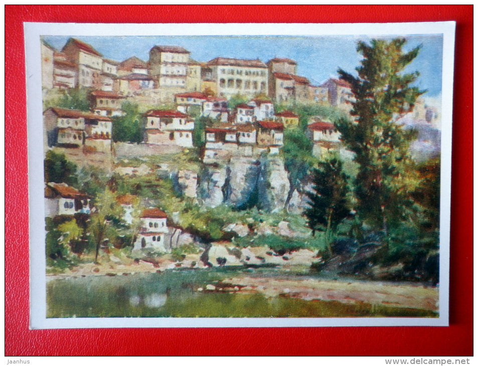 painting by Krum Dzhakov . Veliko Tarnovo . Historical Capital - Bulgaria - 1964 - Russia USSR - unused - JH Postcards