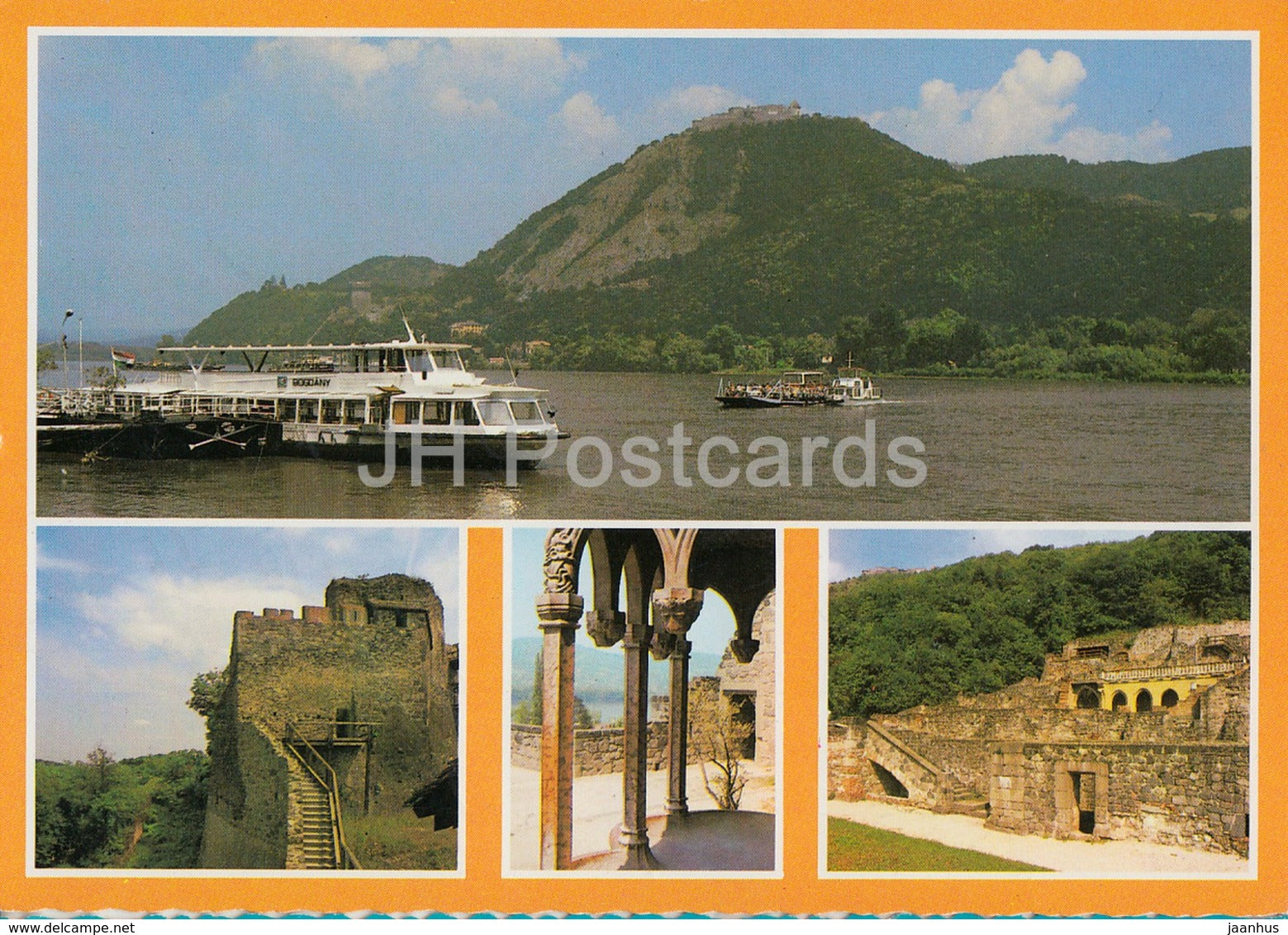 Visegrad - passenger boat - castle - multiview - 1985 - Hungary - used - JH Postcards