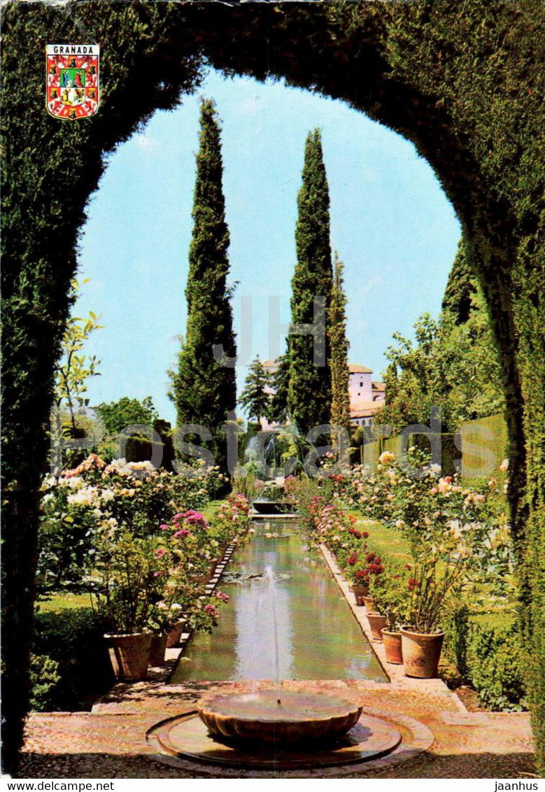 Granada - Generalife - Jardines bajos - Lower Gardens - 74 - 1980 - Spain - unused - JH Postcards