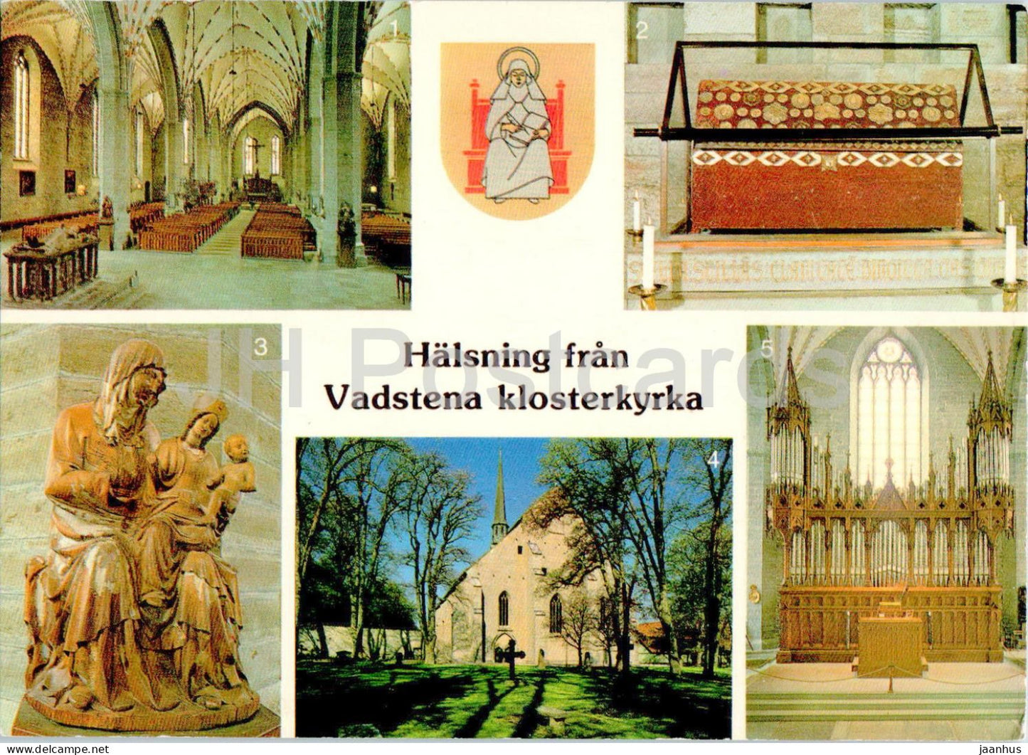 Vadstena Klosterkyrka - interior - Birgitta reliquary - The Organ - church - multiview - 42/37 - Sweden – unused – JH Postcards