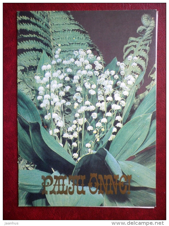 greeting card - Lily of the Valley - Convallaria majalis - flowers - 1983 - Estonia USSR - used - JH Postcards