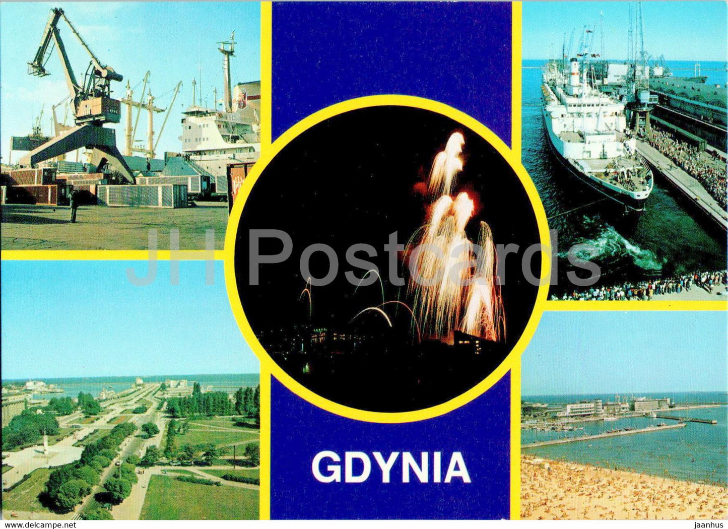 Gdynia - Stefan Batory - skwer - square - ship - port - multiview - Poland - unused - JH Postcards