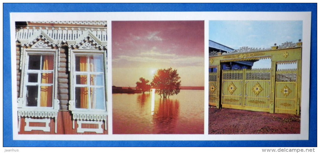 wooden lace of Zauralie - window - gates - Zauralie - 1982 - Russia USSR - unused - JH Postcards