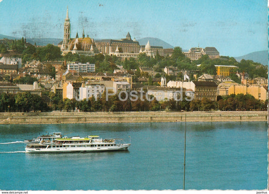 Budapest - view - passenger boat - 1983 - Hungary - used - JH Postcards