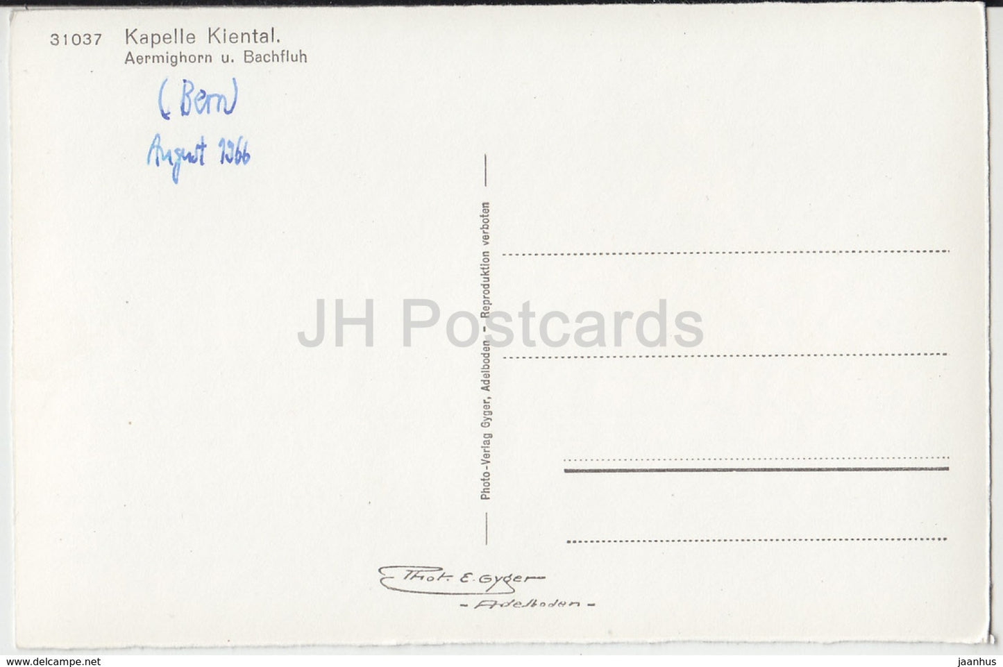 Kapelle Kiental - Aermighorn u. Bachfluh - chapel - 31037 - Switzerland - 1966 - used