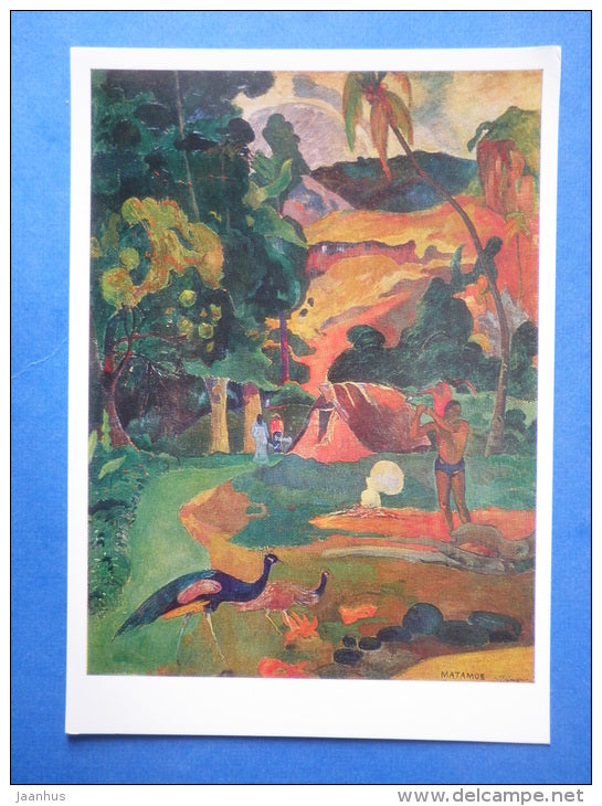 painting by Paul Gauguin - Landscape with Peacocks , 1892 - french art - unused - JH Postcards