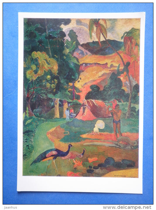 painting by Paul Gauguin - Landscape with Peacocks , 1892 - french art - unused - JH Postcards