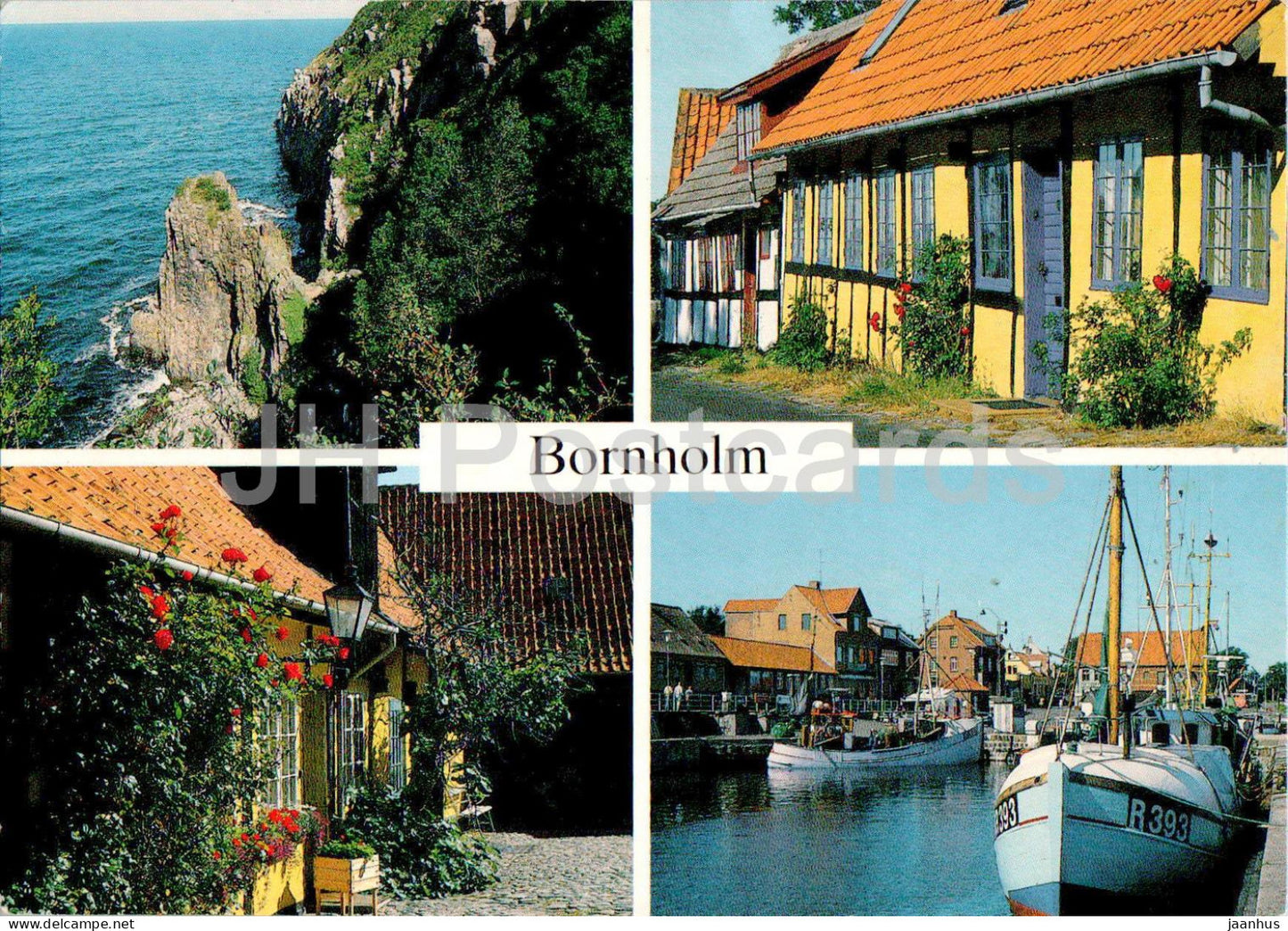 Bornholm - Jons Kapel - Gudhjem - Svaneke - Allinge - boat - multiview - BO 3 - Denmark - used - JH Postcards