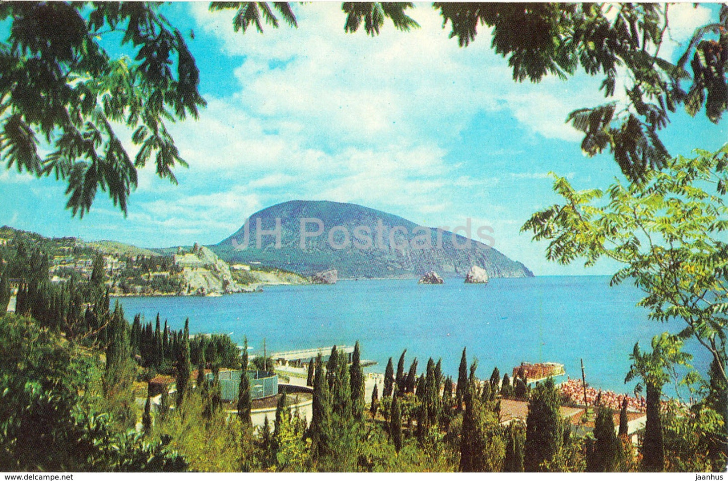 Gurzuf - View at Ayudag Hill - Crimea - old postcard - Ukraine USSR - unused - JH Postcards