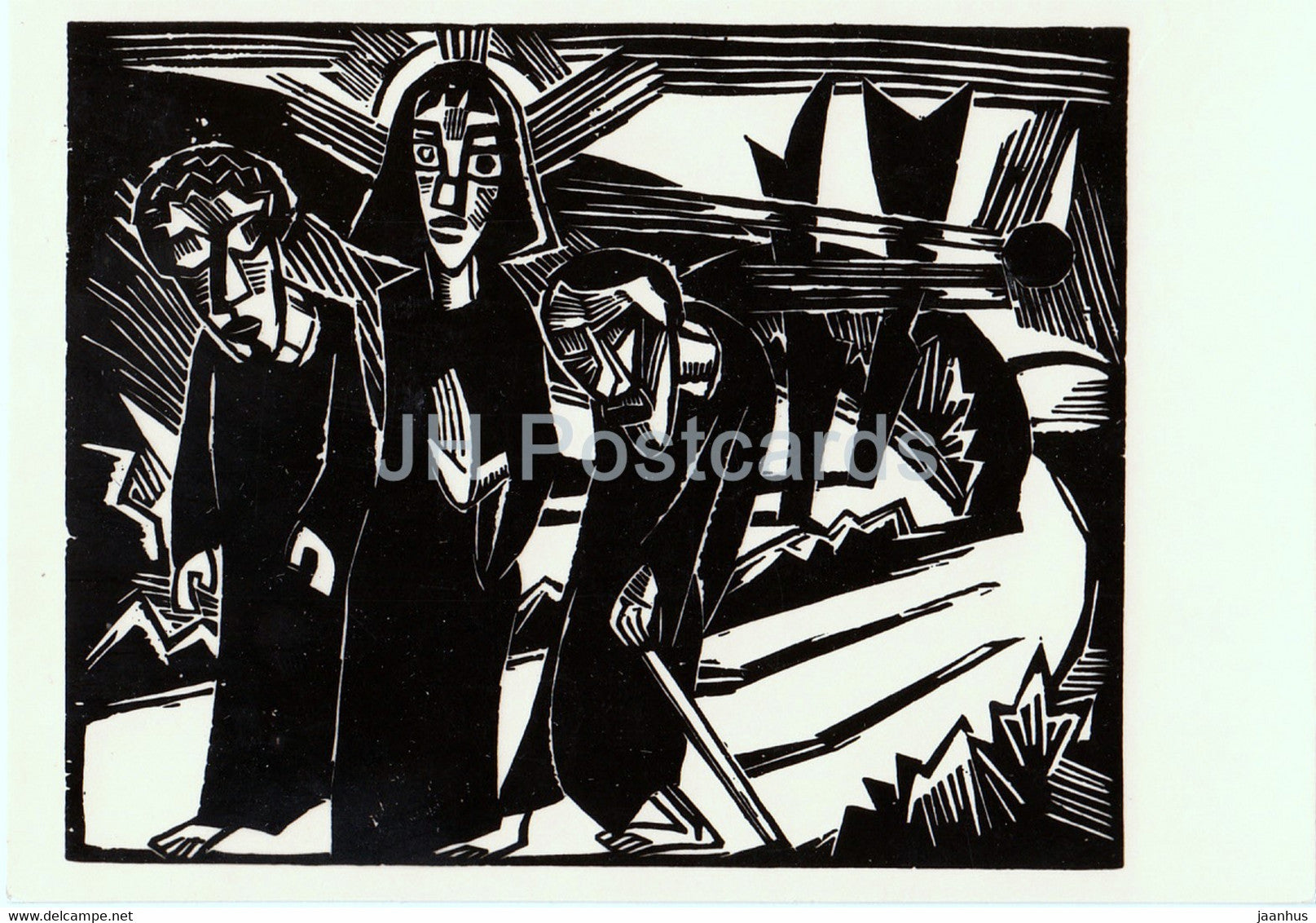 painting by Karl Schmidt Rottluff - Gang nach Emmaus - German art - Germany DDR - unused - JH Postcards