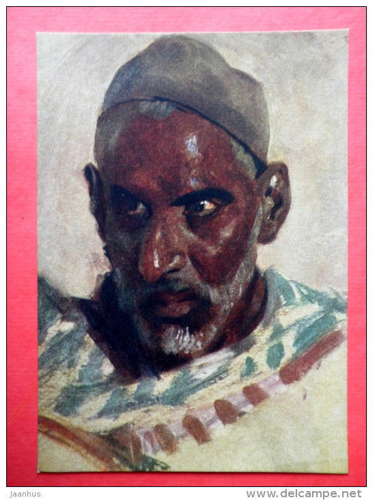 painting by Vasily Yefanov - Indian Worker - man - russian art - unused - JH Postcards