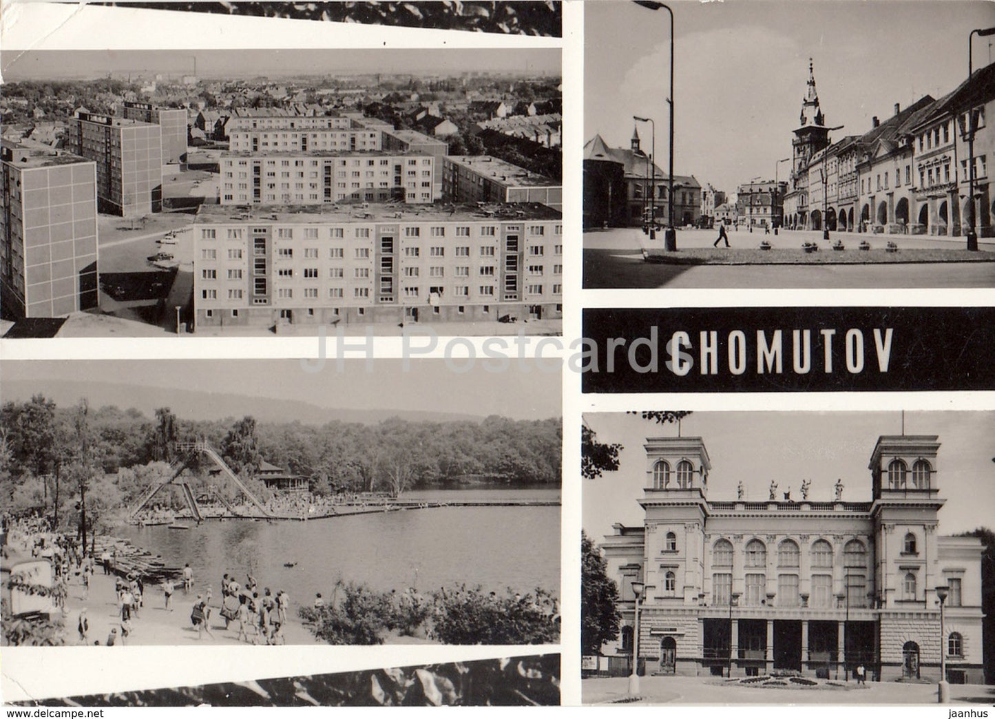 Chomutov - beach - architecture - multiview - Czechoslovakia - Czech Republic - 1970 - used - JH Postcards