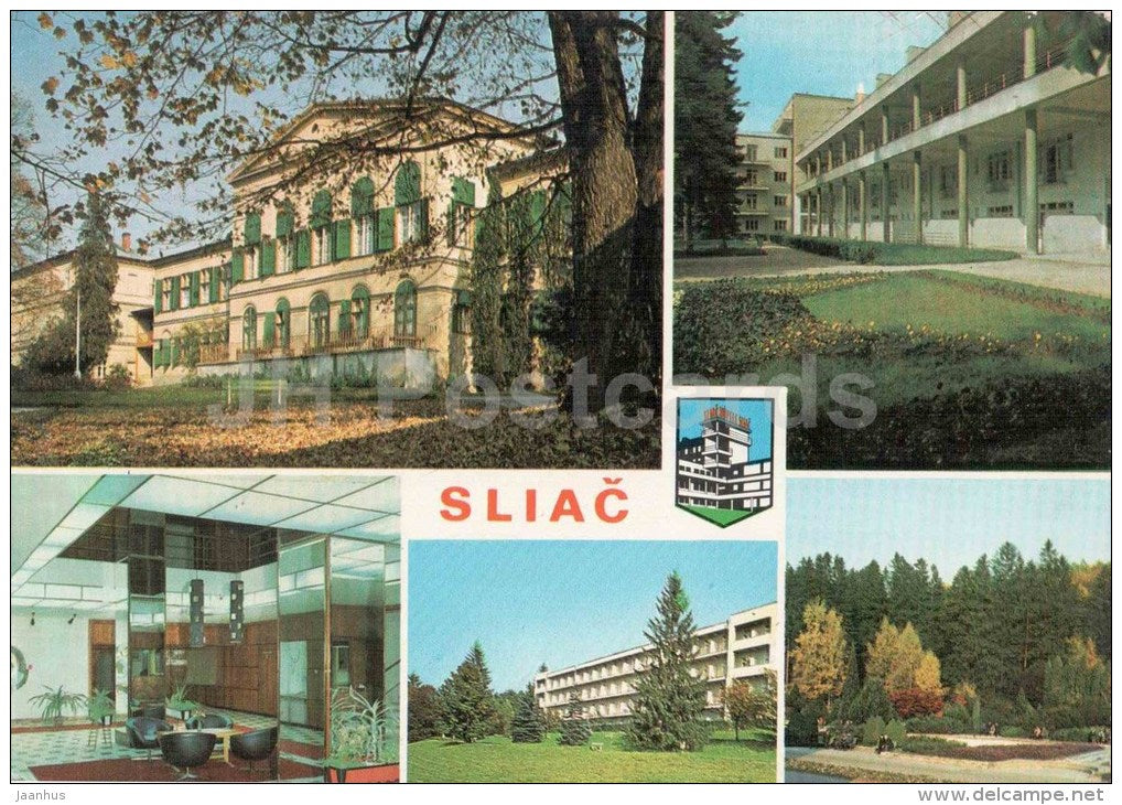 Sliac - 1 - town architecture - Czechoslovakia - Slovakia - used 1974 - JH Postcards