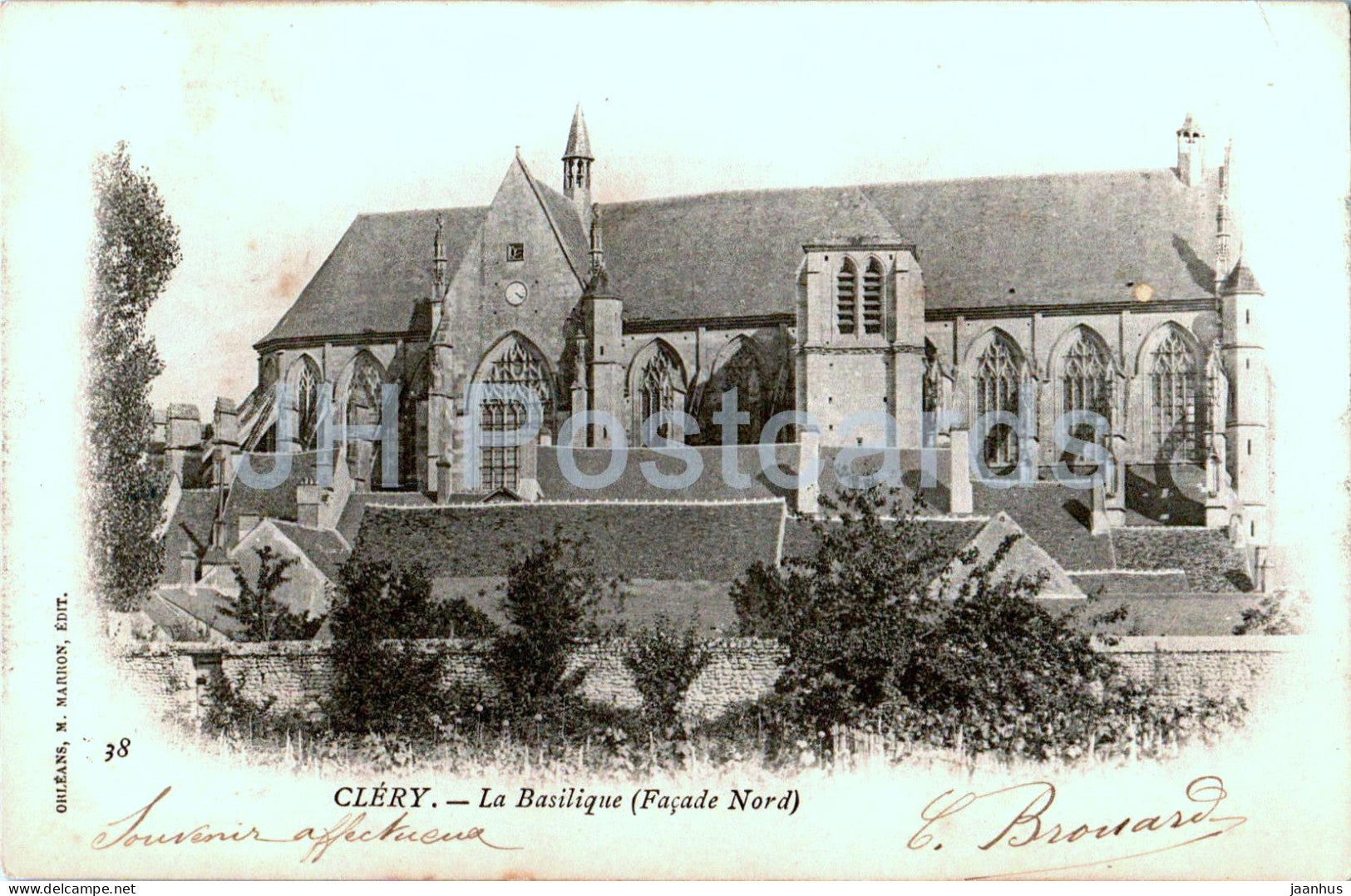 Clery - La Basilique - Facade Nord - cathedral - 38 - old postcard - France - used - JH Postcards