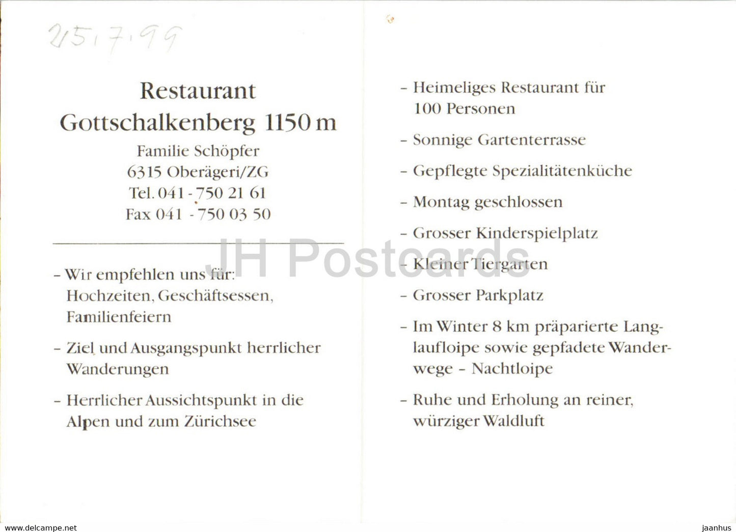 Restaurant Gottschalkenberg - Switzerland - unused