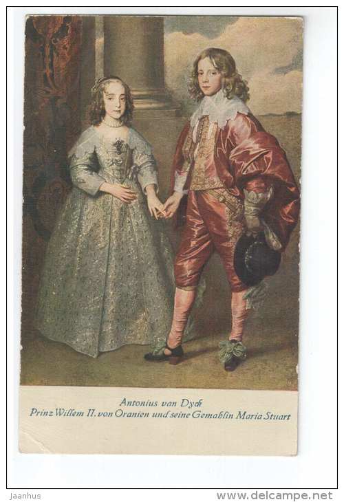 painting by Antonius van Dyck - Prinz Willem II von Oranien und  Maria Stuart - JB 238  - Germany - used - JH Postcards