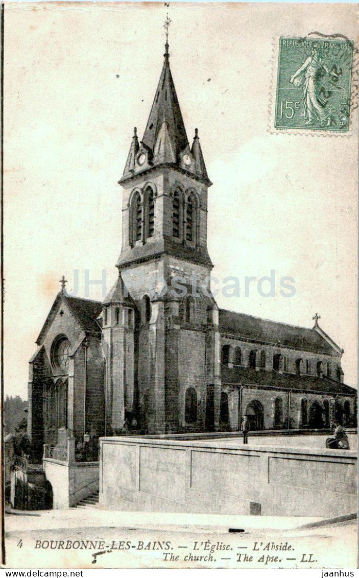 Bourbonne le Bains - L'Eglise - L'Abside - church - apse - 4 - old postcard - France - used - JH Postcards