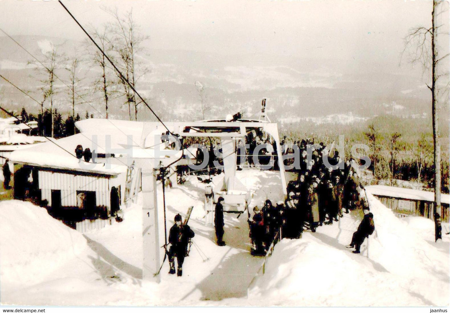 Karkonosze - Wyciag krzeselkowy na Szrenice - Stacja posrednia - skilift - Poland - used - JH Postcards