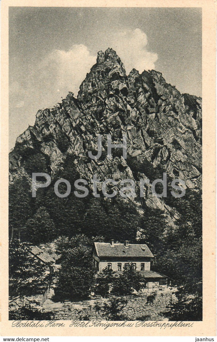 Bodetal i Harz - Hotel Konigsruh u Rosstrappefelsen - 21824 - old postcard - Germany - unused - JH Postcards