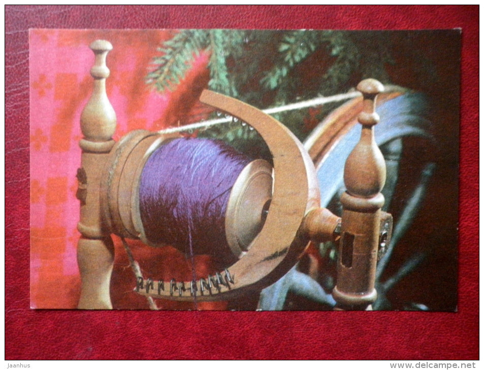 New Year Greeting card - spinning wheel - 1973 - Estonia USSR - used - JH Postcards