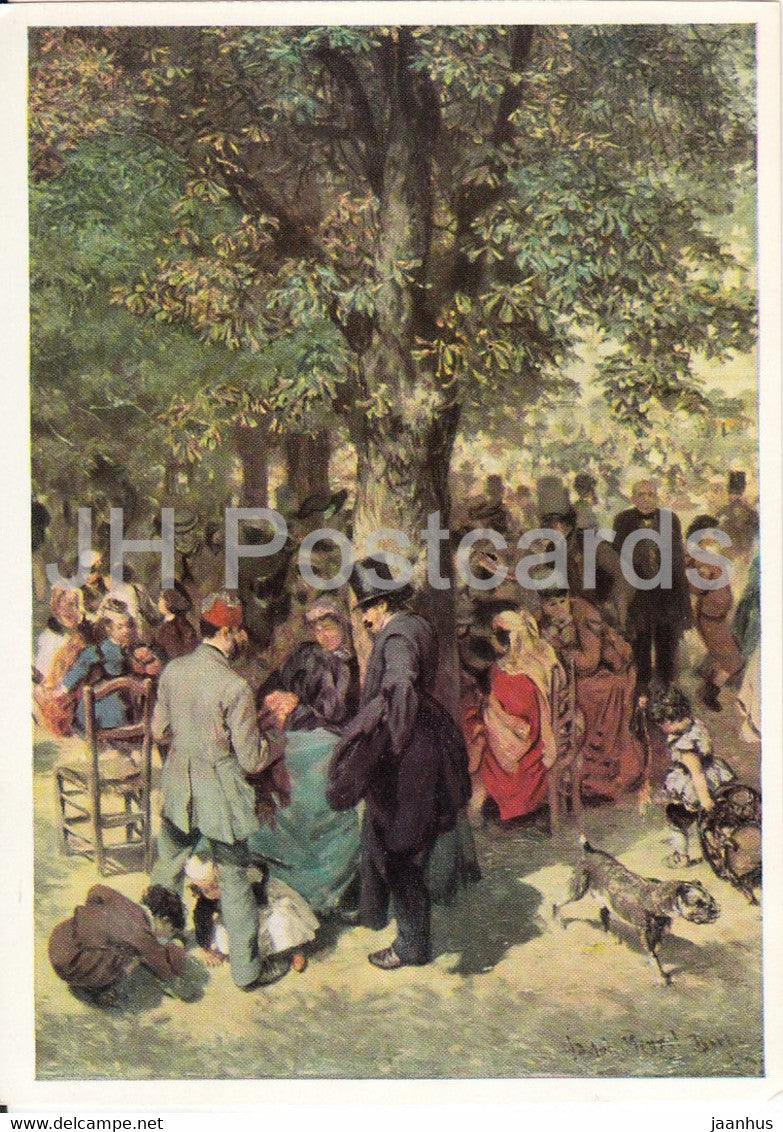 painting by Adolph von Menzel - Ein Nachmittag im Tuileriengarten - German art - 1981 - Germany - unused - JH Postcards