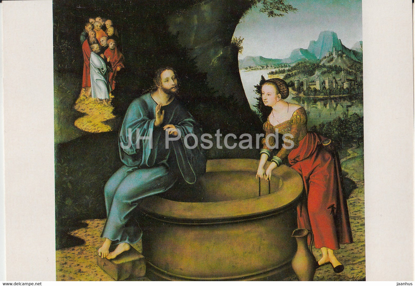 painting by Lucas Cranach the Elder - Christus und das Kanaanaische Weib - German art - Germany - unused - JH Postcards