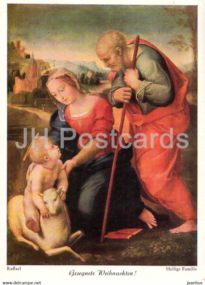 painting by Raffael - Heilige Familie - The Holy Family - Italian art - 1966 - Germany - used - JH Postcards