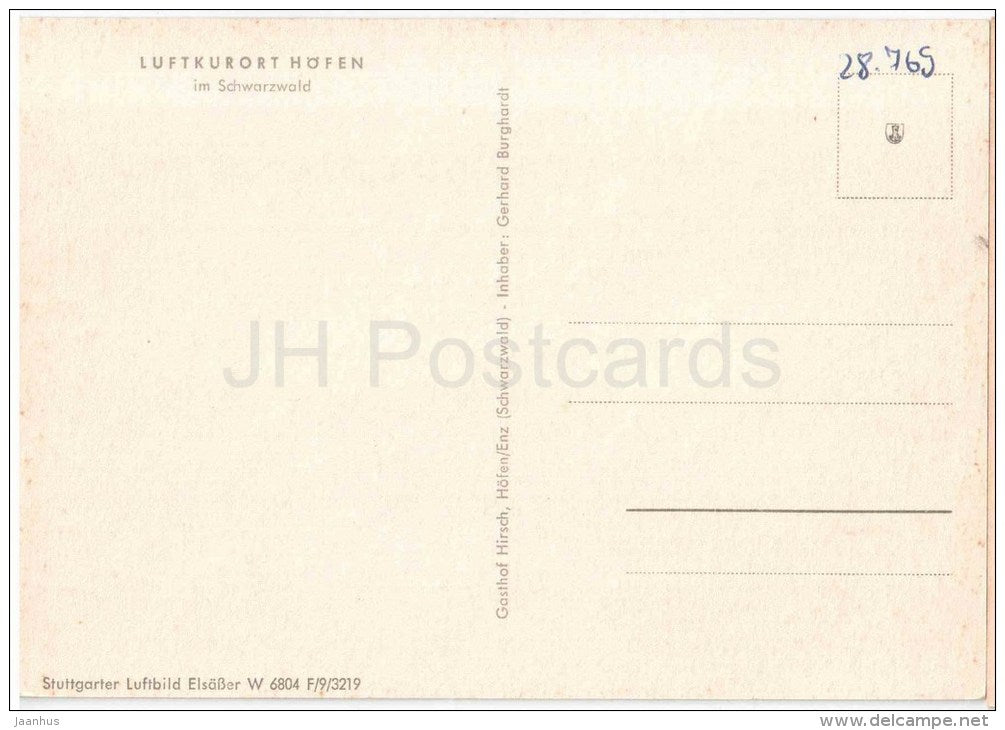 Luftkurort Höfen im Schwarzwald - Germany - ungelaufen - JH Postcards