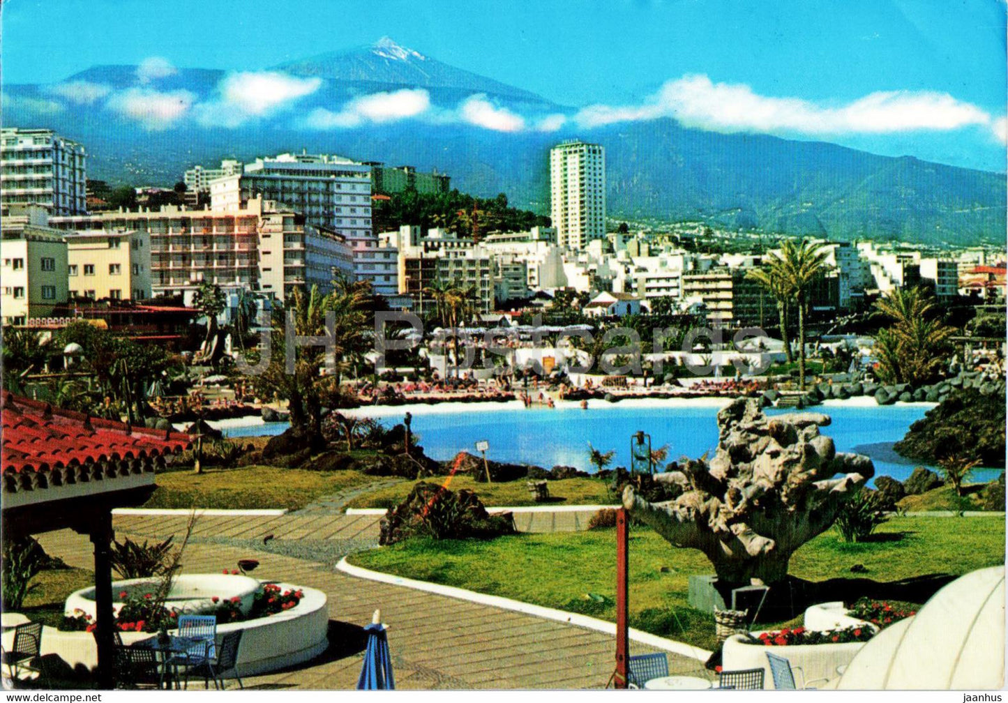 Puerto de la Cruz - Vista Parcial y el Teide al fondo - view -Tenerife - 6318 - Spain - used - JH Postcards