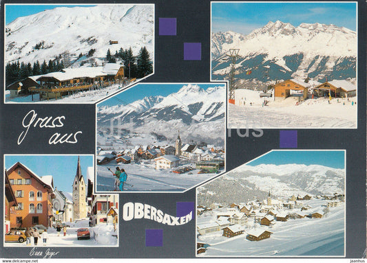 Gruss aus Obersaxen - Meierhof - Kartitscha - Wali - multiview - 1991 - Switzerland - used - JH Postcards