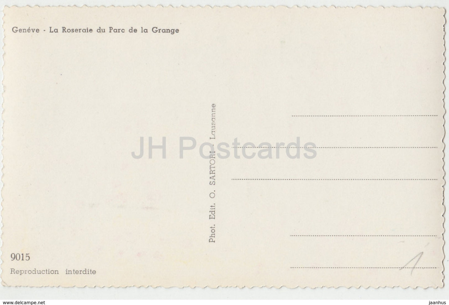 Geneve - Geneva - La Roseraie du Parc de le Grange - 9015 - Switzerland - old postcard - unused